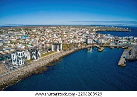 Aerial View of the Downtown Skyline of Reykjanesbær, Iceland Royalty-Free Stock Photo #2206288929