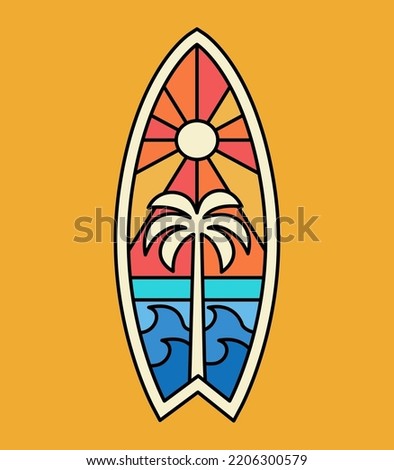 Vector surfing theme badge design. For t-shirt prints, posters, stickers and other uses.