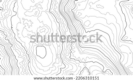 Stylized height of the topographic contour map in contours. Abstract background. Digital copy earth space. Concept of a conditional geography scheme, terrain path. Wide size. Vector illustration