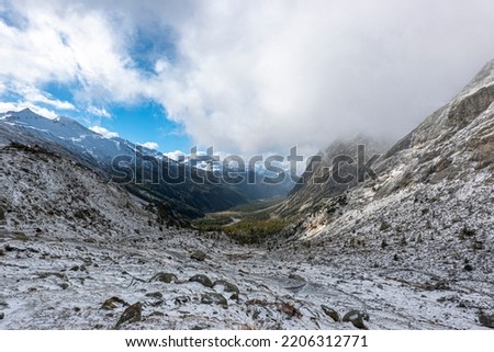 Val Ferret in Autumn with snow