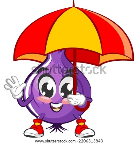 cartoon character vector illustration of umbrella onion