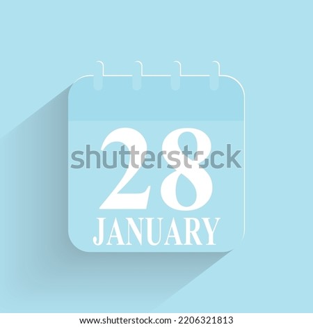 January 28 Daily Calendar Icon Date And Time Day Month Holiday Flat Designed Vector Illustration