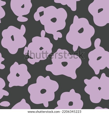 
Abstract seamless pattern. Flower silhouette on grey background. Vector stock illustration