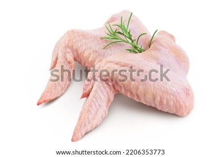 Raw chicken wings isolated on white background with full depth of field Royalty-Free Stock Photo #2206353773