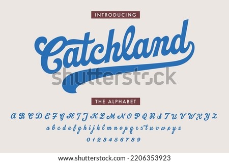 Original brushstroke typeface. Retro font. Vector illustration. Baseball and College Sport Alphabet. Royalty-Free Stock Photo #2206353923