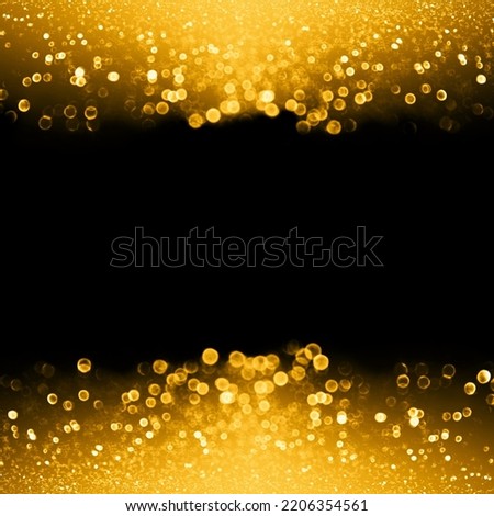Elegant gold glitter sparkle background, happy birthday party invitation, 50th 50 wedding anniversary champaign border, New Year s Eve champagne bubble, golden coin winner or sparkly luxury Christmas Royalty-Free Stock Photo #2206354561