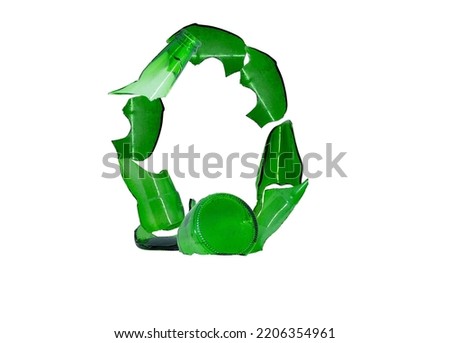 The letter O made from a broken bottle