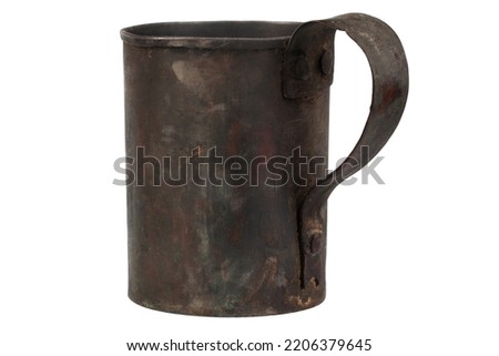 Retro vintage brass mug isolated on a white background