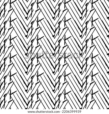 Ethnic seamless pattern. Freehand zigzag stripes print. Boho chic design background. Tribal wallpaper. Brush wavy lines. Handdrawn geometric ornament. Chevron backdrop. Indigenous image