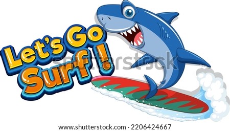 Cute shark surfing cartoon icon illustration