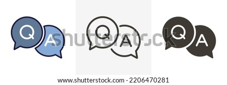 Questions and answers icon with speech bubble and q and a letters. Vector minimal trendy  illustration in 3 styles for frequently asked questions concepts in websites Royalty-Free Stock Photo #2206470281