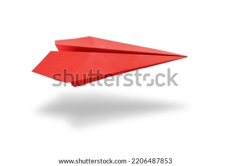 Red paper plane origami isolated on a blank white background Royalty-Free Stock Photo #2206487853