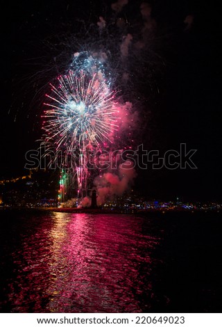 night view of Alanya and the fireworks festival
