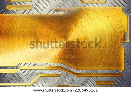 abstract metallic gold frame design innovation concept layout background with copy space