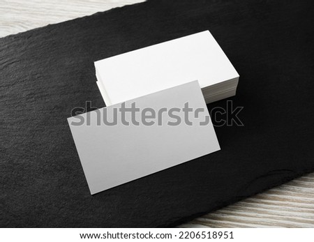 Blank white business cards. Mockup for branding identity. Blank template for design presentations and portfolios.