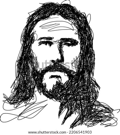 Jesus Christ portrait. Vector sketch illustration.