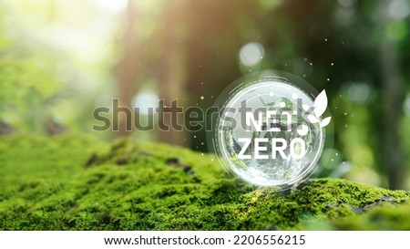 Carbon neutral and net zero concept natural environment A climate-neutral long-term strategy greenhouse gas emissions targets Globe globe with green net center icon. Royalty-Free Stock Photo #2206556215