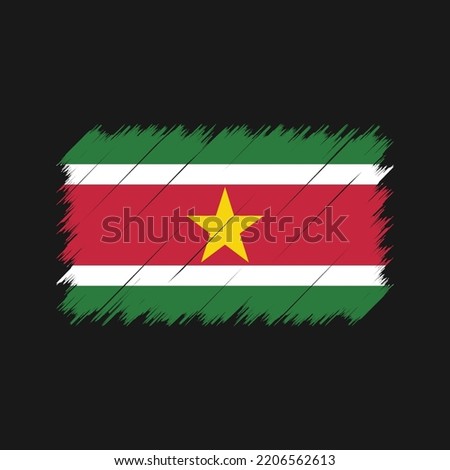 Suriname Flag Brush Strokes Painted