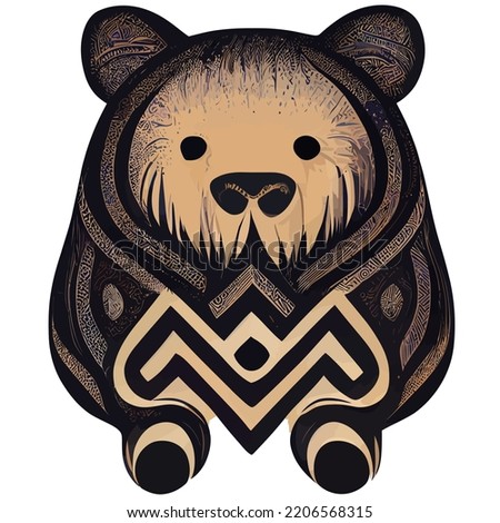 illustration vector of brown bear isolated on white with tribal style good for logo or customize your design