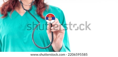 Serbia national healthcare system female doctor with stethoscope