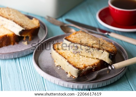delicious lemon cake with chocolate icing
