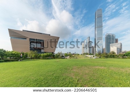 Scenery of West Kowloon Cultural District of Hong Kong city Royalty-Free Stock Photo #2206646501