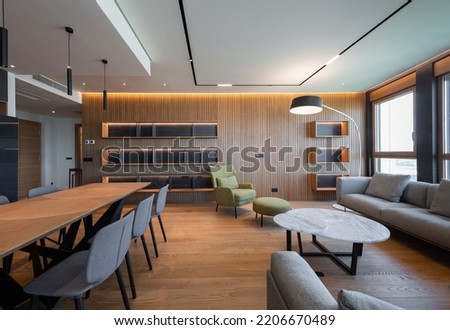 Interior of an open plan modern apartment Royalty-Free Stock Photo #2206670489