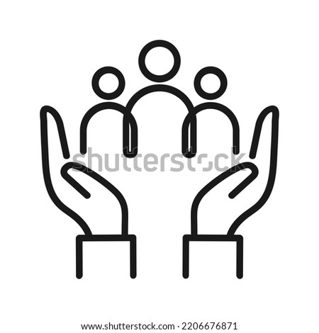inclusion social equity icon, help or support employee, gender equality, community care, age and culture diversity, people group save, thin line symbol Royalty-Free Stock Photo #2206676871
