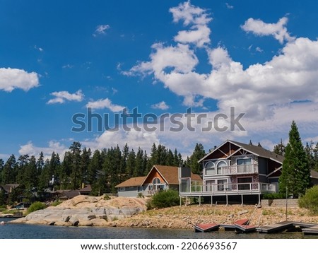 Sunny view of the landscape in Big bear lake area at California