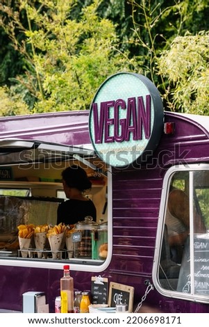 Vegan food truck in a festival