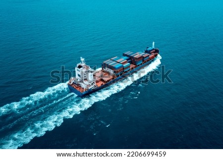 container ship to import export marine goods to dealers and consumers across the pacific and around the world, businesses and industries Ocean freight forwarding, processing blue tone cinematic style,
