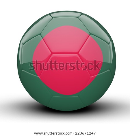 Glossy Bangladesh football ball flag isolated on white background