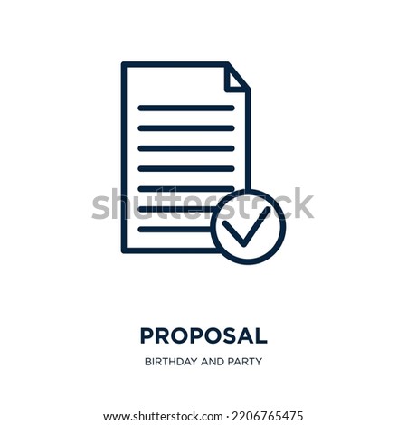 proposal icon from birthday and party collection. Thin linear proposal, business, love outline icon isolated on white background. Line vector proposal sign, symbol for web and mobile