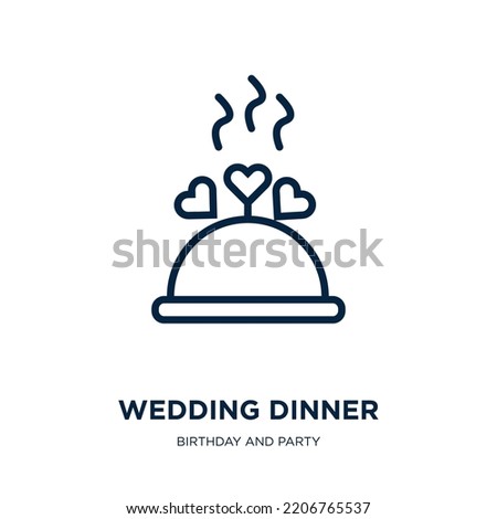 wedding dinner icon from birthday and party collection. Thin linear wedding dinner, wedding, day outline icon isolated on white background. Line vector wedding dinner sign, symbol for web and mobile