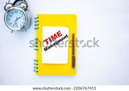 time management text on notepad
