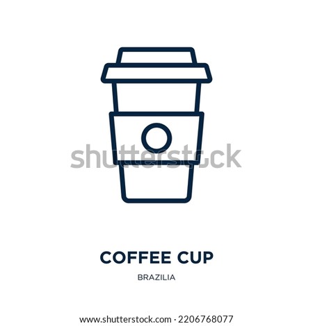 coffee cup icon from brazilia collection. Thin linear coffee cup, espresso, cappuccino outline icon isolated on white background. Line vector coffee cup sign, symbol for web and mobile