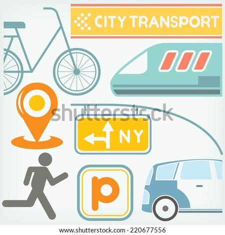 city transportation set, urban city and traffic concept