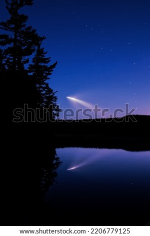 Falcon 9 rocket launch viewed in the Adirondacks. Nick's Lake Campground.