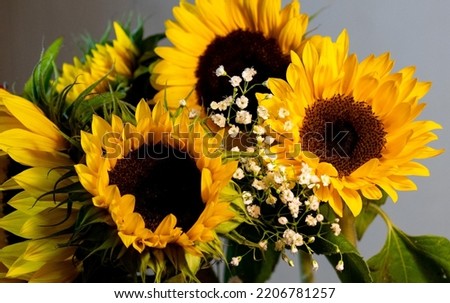 Autumn flower bouquet with sunflowers