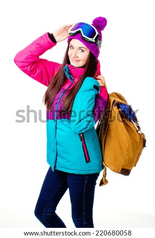 an image of a cute girl in a ski suit