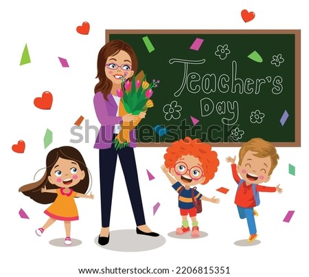 teacher and cute kids teachers day