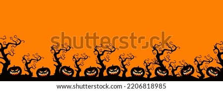 Spooky and scary Halloween images and vector pumpkins background, illustration for multimedia content or halloween card.