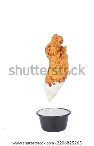 boneless chicken dip ranch sauce white background Royalty-Free Stock Photo #2206825265