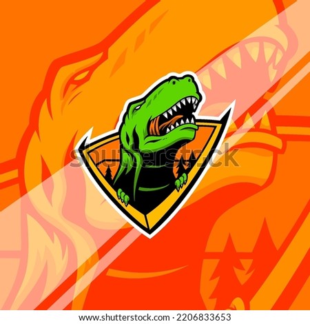 Angry t-rex dinosaur esport gaming mascot logo illustration. Tyrannosaurus rex mascot.