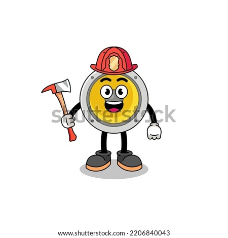 Cartoon mascot of speaker firefighter , character design