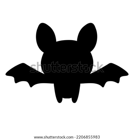 Vector flat hand drawn cute bat silhouette isolated on white background