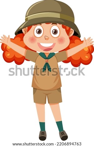 Cute girl scout cartoon character illustration