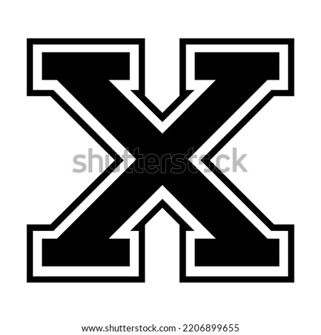X letter college sports jersey font on white background. Isolated illustration.