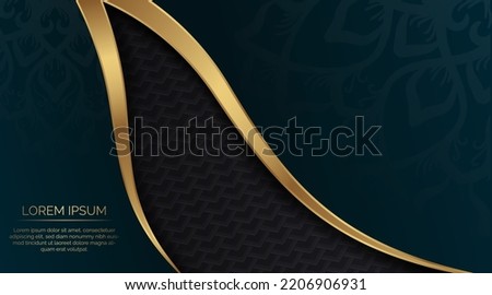 luxury background, dark green and black, with gold border
