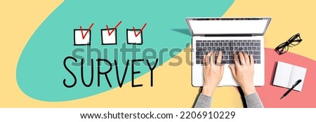 Survey with person using a laptop computer